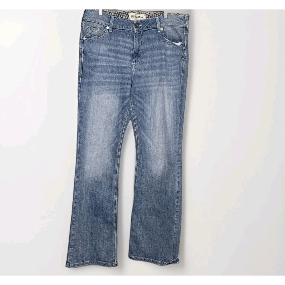 Ariat REAL Denim Riding Jeans Women 34L Perfect Rise Bootcut Stretch Medium Wash